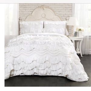 White Ruffled Quilt Bedding King Size